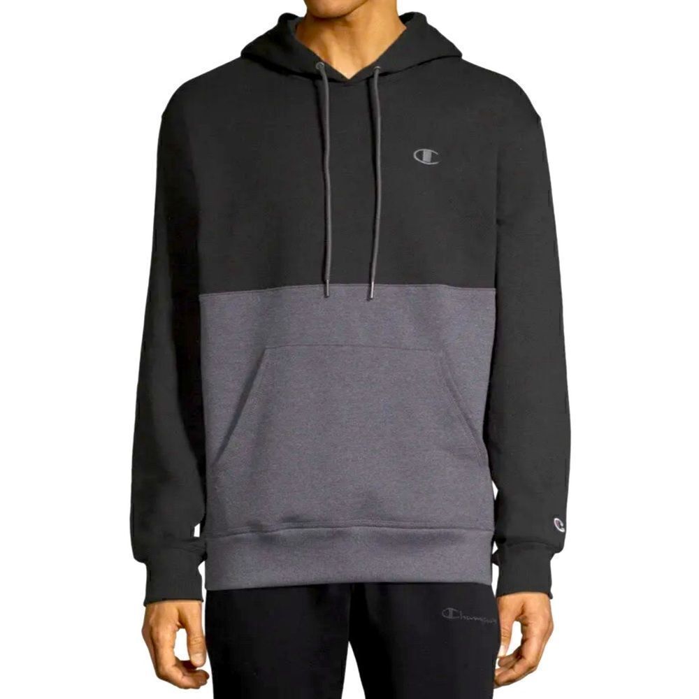 Champion Powerblend Fleece Pullover Hoodie Gray Black S